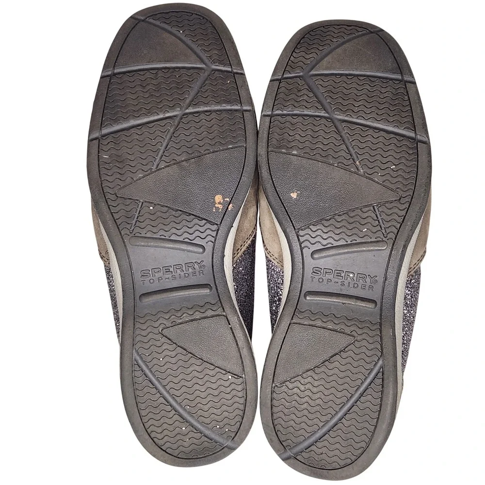 SPERRY‎ Top-Sider Boat Shoes Youth 5.5 Gray Pink Silver Glitter Girls
